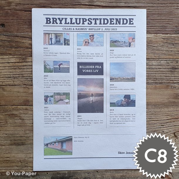 Skr�ddersyet bryllupsavis fyldt med minder og k�rlighed