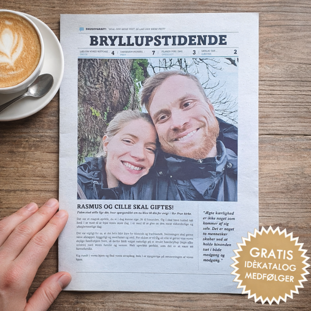 Personlig bryllupsavis med k�rlighedshistorie, billeder og artikler &ndash; unik bryllupsunderholdning