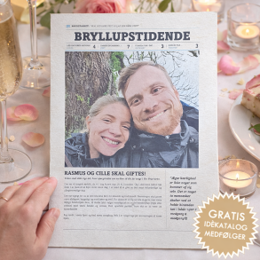 Personlig bryllupsavis med k�rlighedshistorie, billeder og artikler &ndash; unik bryllupsunderholdning