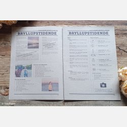 Opslag i bryllupsavis med k�rlighedshistorie og personlige tekster