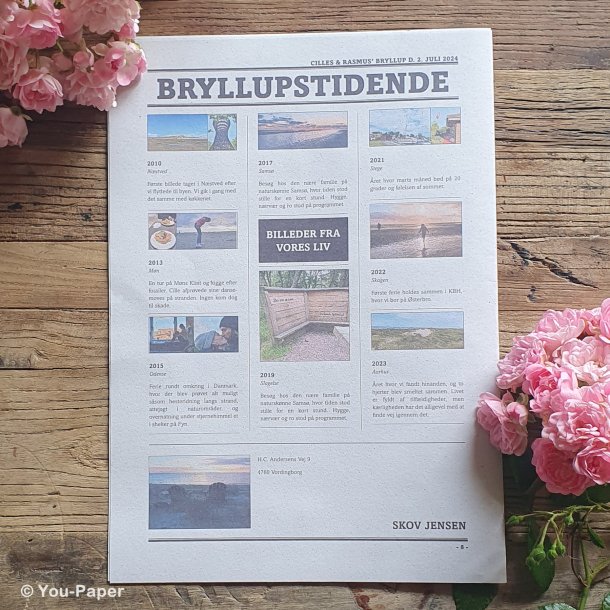 Skr�ddersyet bryllupsavis fyldt med minder og k�rlighed