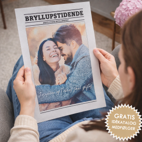 Personlig bryllupsavis med k�rlighedshistorie, billeder og artikler &ndash; unik bryllupsunderholdning