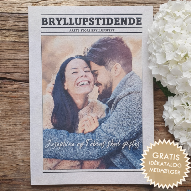 Personlig bryllupsavis med k�rlighedshistorie, billeder og artikler &ndash; unik bryllupsunderholdning