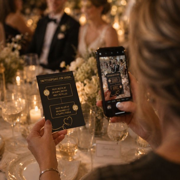 G�ster l�ser fotoopgaver til bryllup med fotosafarikort og tager sjove billeder