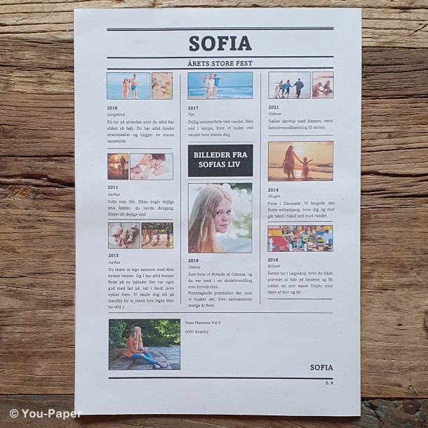 Bagside af konfirmationsavis &ndash; personlig underholdning til konfirmation