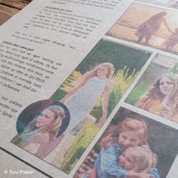 Opslag i konfirmationsavis med barndomsbilleder og personlige historier