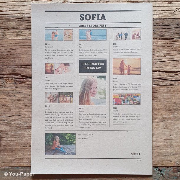 Bagside af konfirmationsavis &ndash; personlig underholdning til konfirmation