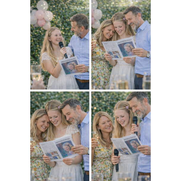 Far og mor l�ser personlig konfirmationsavis som underholdning til konfirmation