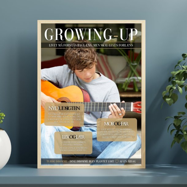 Personlig konfirmation plakat i magasin design med billede, navn og dato &ndash; unik gave til konfirmand