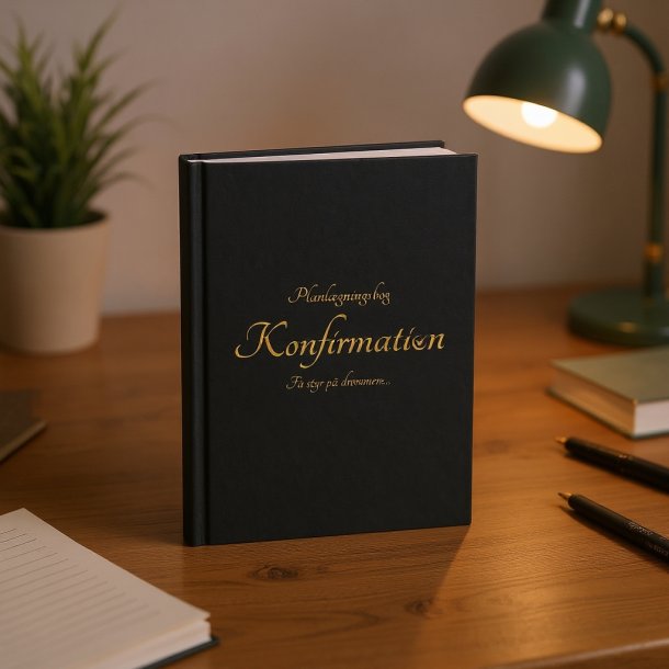 Forsiden af Planl�gningsbog Konfirmation, som hj�lper for�ldre med planl�gning til konfirmation gennem bl.a. huskeliste til konfirmation