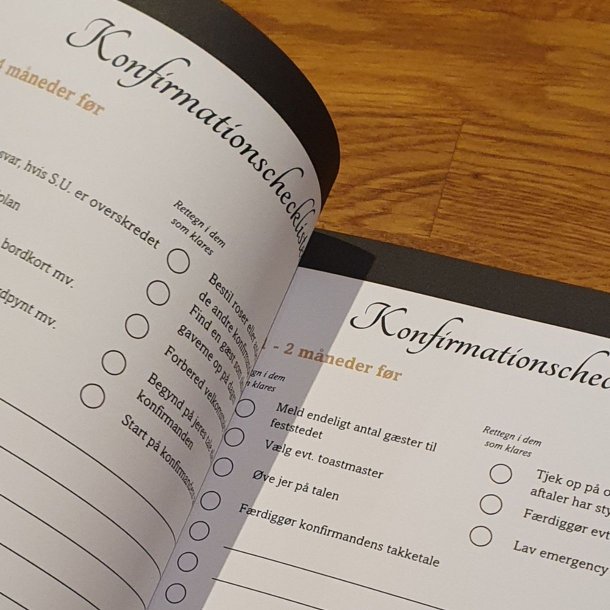 Konfirmationscheckliste med opgaver og planl�gning frem mod den store dag
