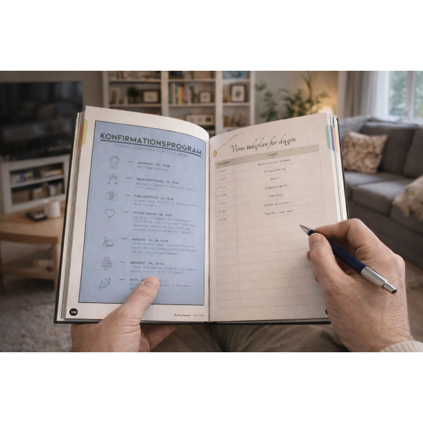 Tidsplan for konfirmation i planl�gningsbog med overblik over planl�gningen